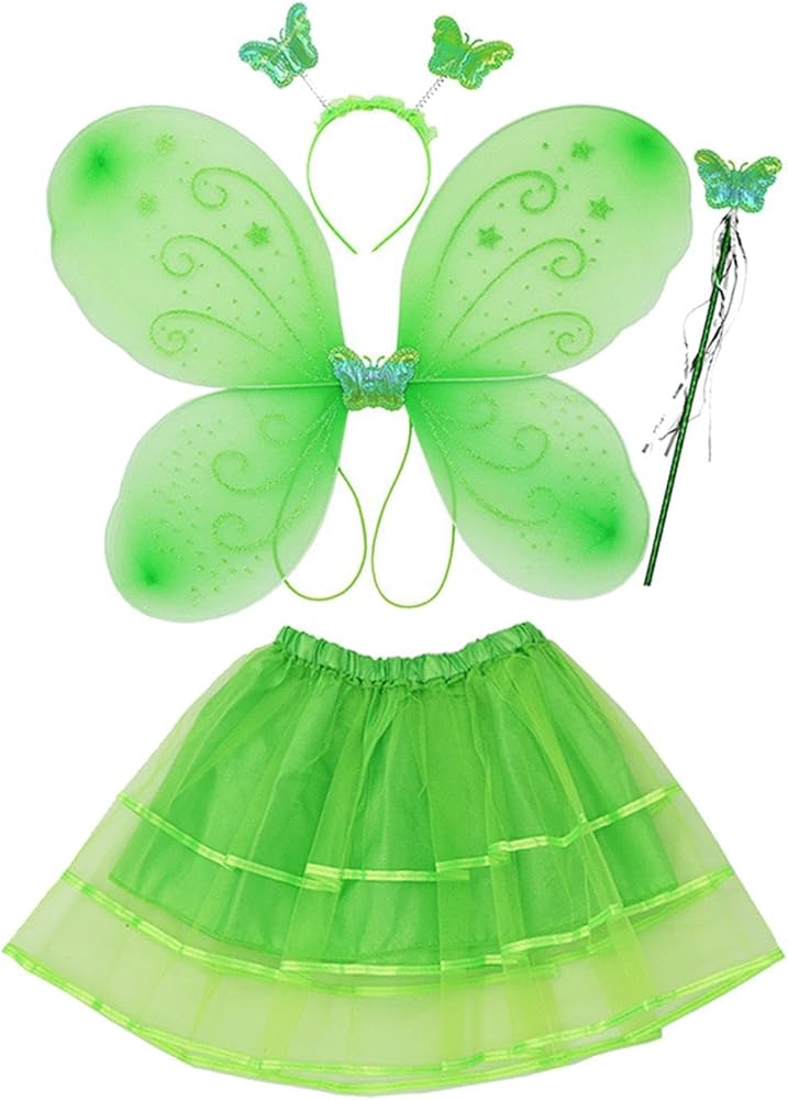 蝶々 羽 フェアリー 妖精 子供大人 クリスマス コスプレ 3点 グリーン 黄緑 蝶々 羽 フェアリー 妖精 子供大人 クリスマス コスプレ 3点 グリーン